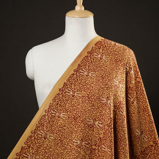 Yellow - Silent झुरमुट तितली - Bindaas Block Printing Natural Dyed Cotton Fabric