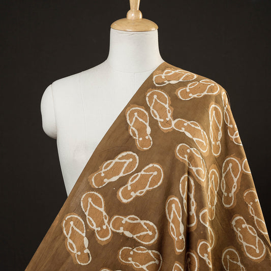 Brown - सर पर चप्पल - Bindaas Block Printing Natural Dyed Cotton Fabric