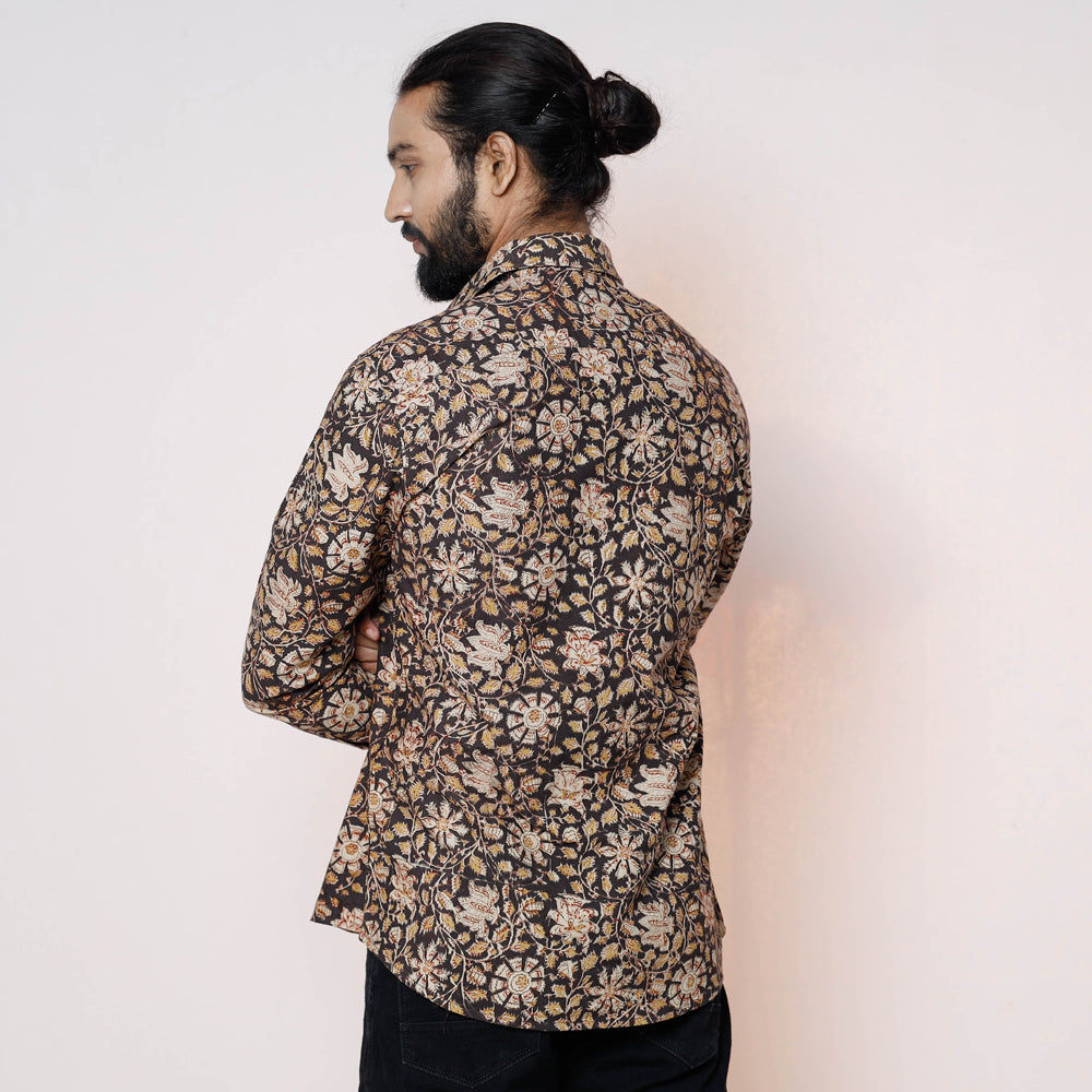 Kalamkari Block Printed Cotton Men Full Sleeve Shirt