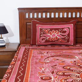 Buy Hand Batik Printed Cotton Double Bed Cover with Pillow Covers Online at iTokri.com