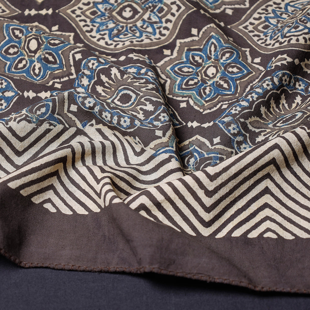 Brown - Ajrakh Block Printing Cotton Scarf from Kutch