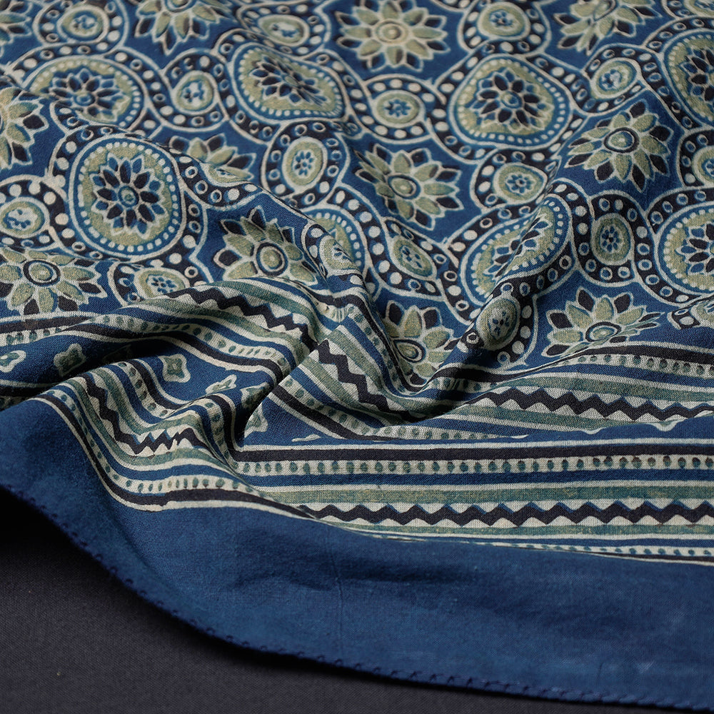 Blue - Ajrakh Block Printing Cotton Scarf from Kutch