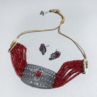 oxidised beadwork necklace set