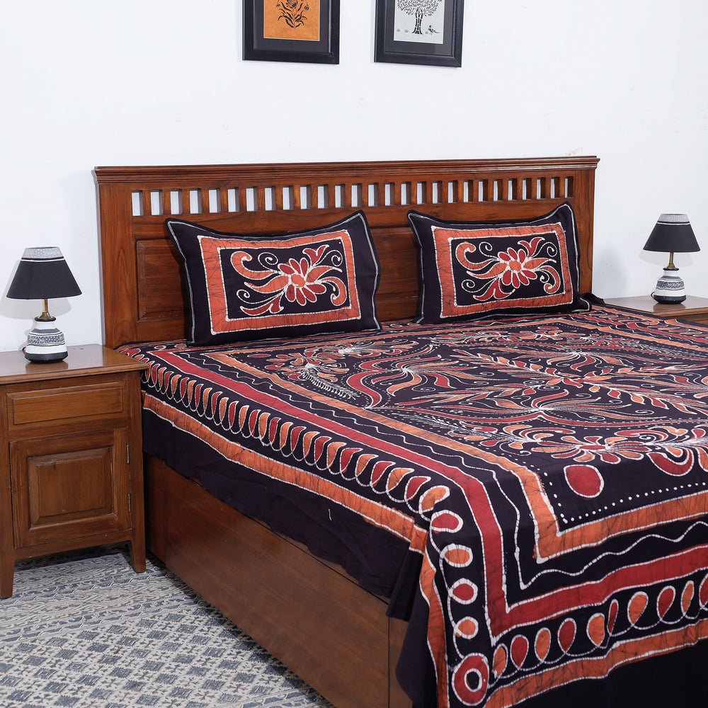 batik double bed cover set