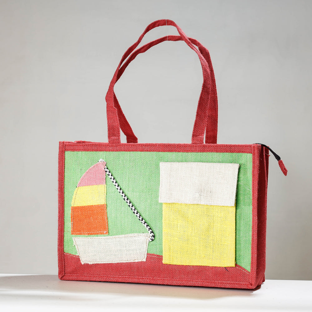 Green Handcrafted Multipurpose Jute Hand Bag