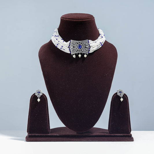 oxidised beadwork necklace set