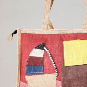 REd Handcrafted Multipurpose Jute Hand Bag