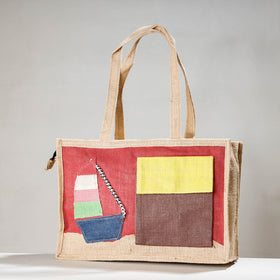 Red Handcrafted Multipurpose Jute Hand Bag