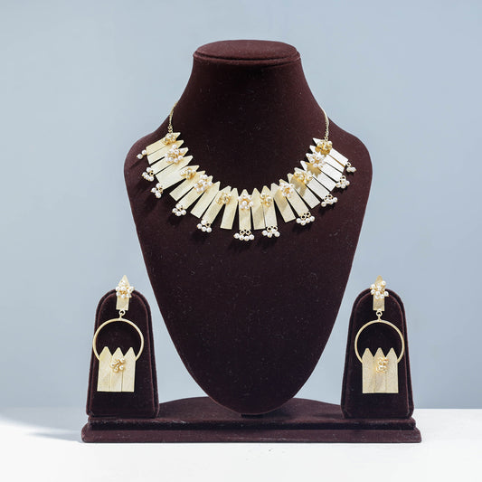 Antique Silver Finish Oxidised Brass Base Necklace Set