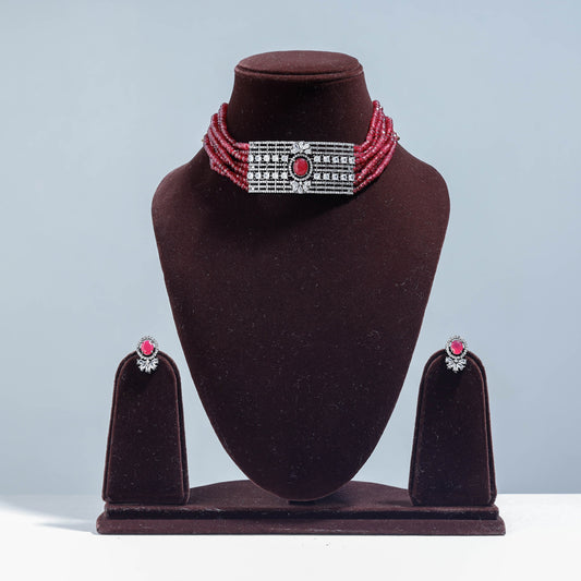 oxidised beadwork necklace set