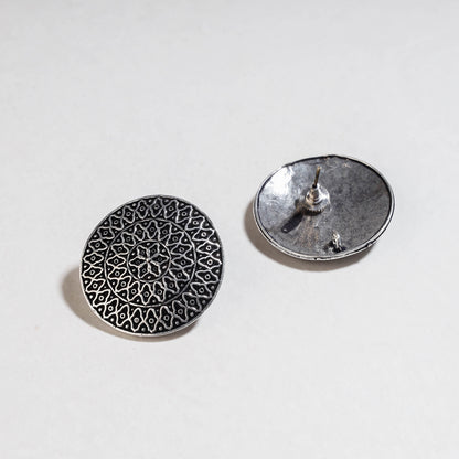 Antique Finish Oxidised German Silver Earrings with Ring