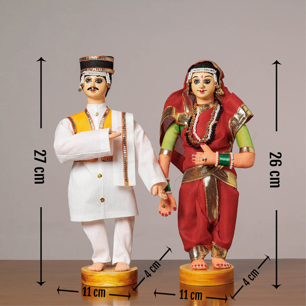 Traditional Handmade Maharashtrian Couple Dolls