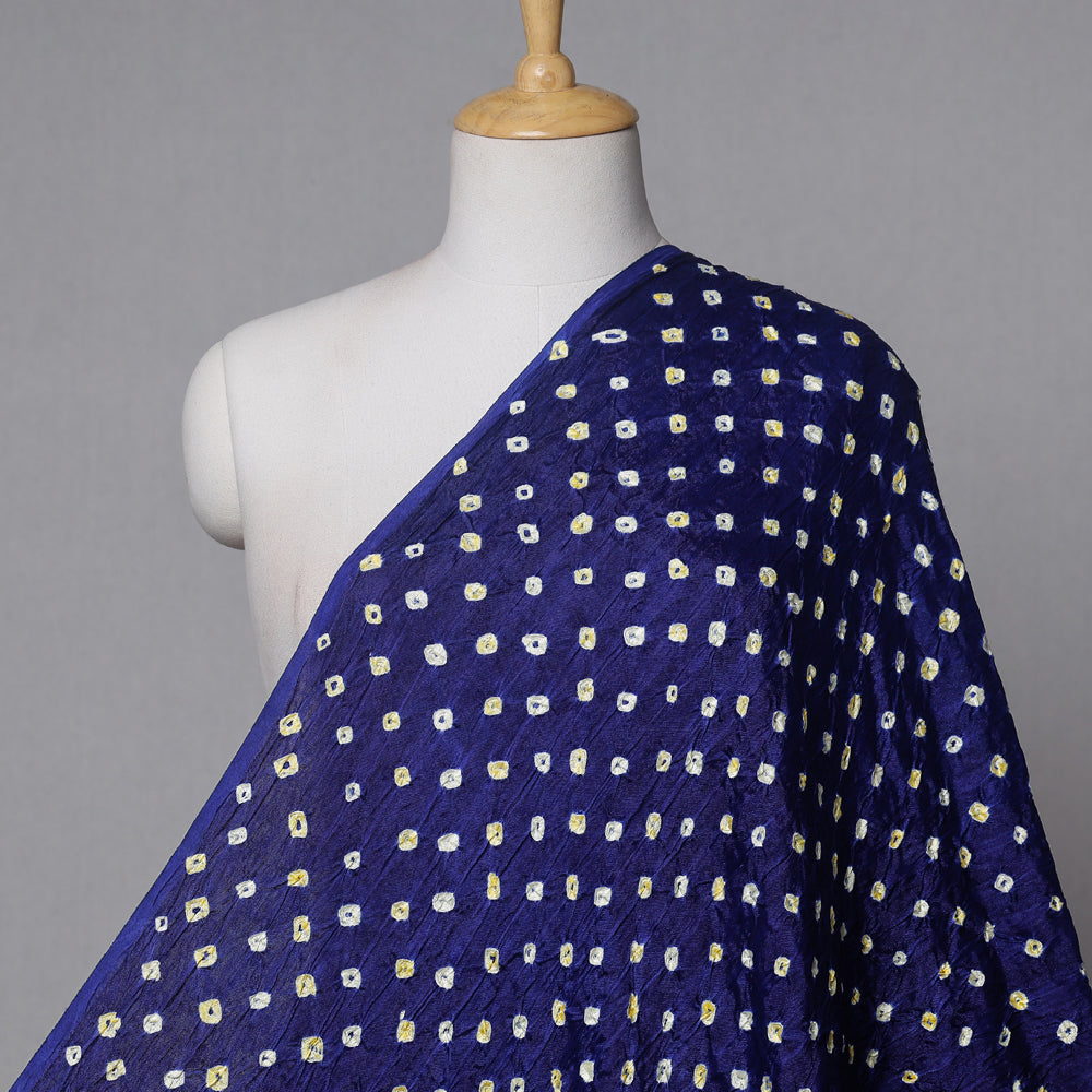 Admiral Blue Kutch Bandhani Tie-Dye Modal Silk Fabric