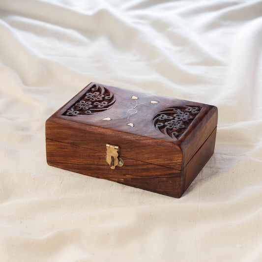 Handcrafted Sheesham Wooden Jewellery Box (6 x 4 in)