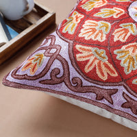 Multicolor - Chain Stitch Crewel Silk Thread Embroidery Cushion Cover (16 x 16 in)