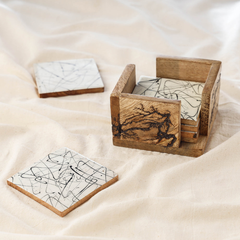 Handcrafted Mango Wooden Coasters (Set of 6)