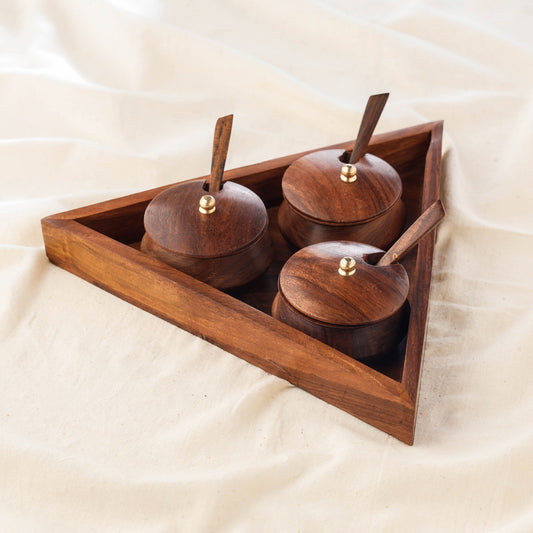 Sheesham Wooden Jar Set
