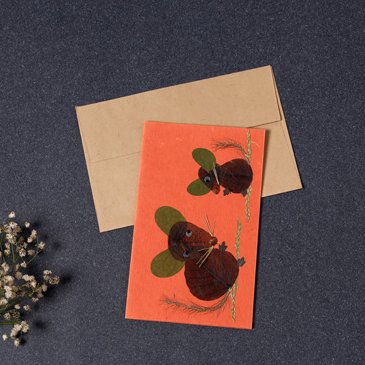 Rats - Flower Art Handmade Paper Greeting Card (Single Piece)