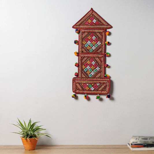 3 Pockets - Mirror Work Kutch Hand Embroidered Wall Hanging Letter Holder