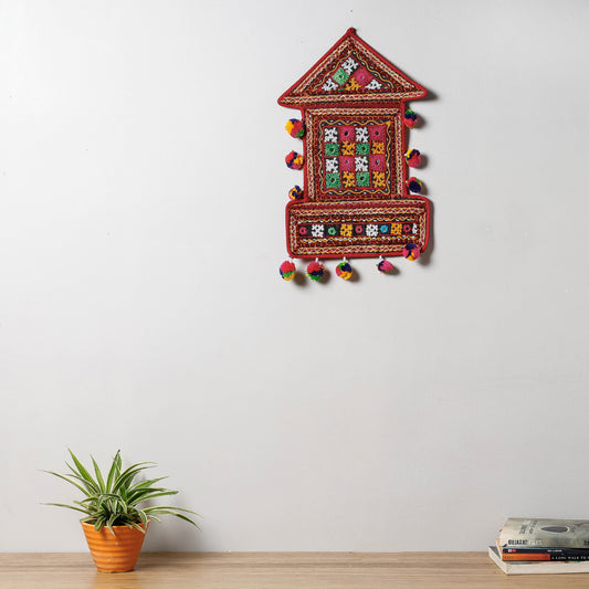2 Pockets - Mirror Work Kutch Hand Embroidered Wall Hanging Letter Holder