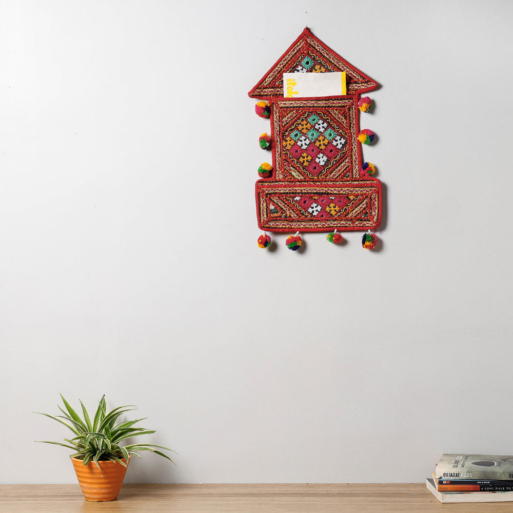 Mirror Work Kutch Hand Embroidered Wall Hanging Letter Holder