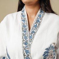 Sanganeri Block Printed Waffle Weave Handwoven Bath Robe