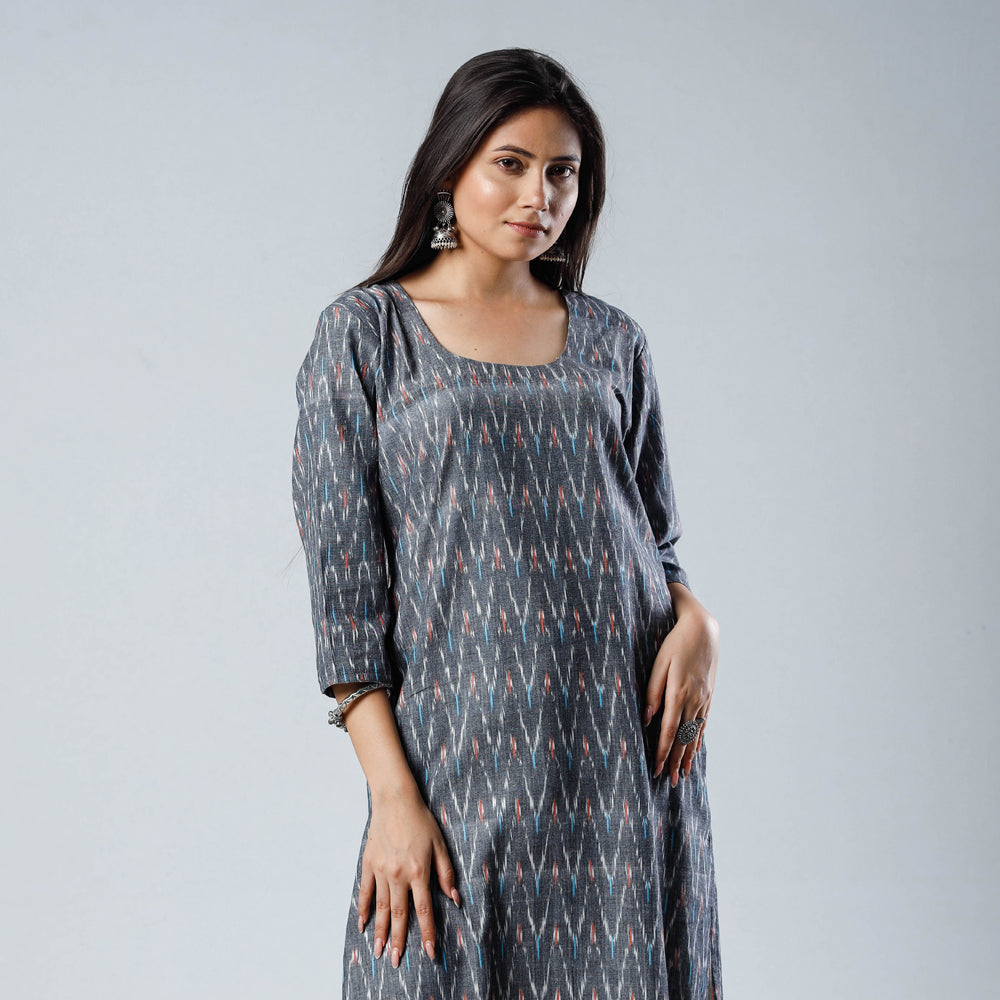 Buy  Pochampally Ikat Weave Cotton Long Straight Kurta Online at iTokri.com