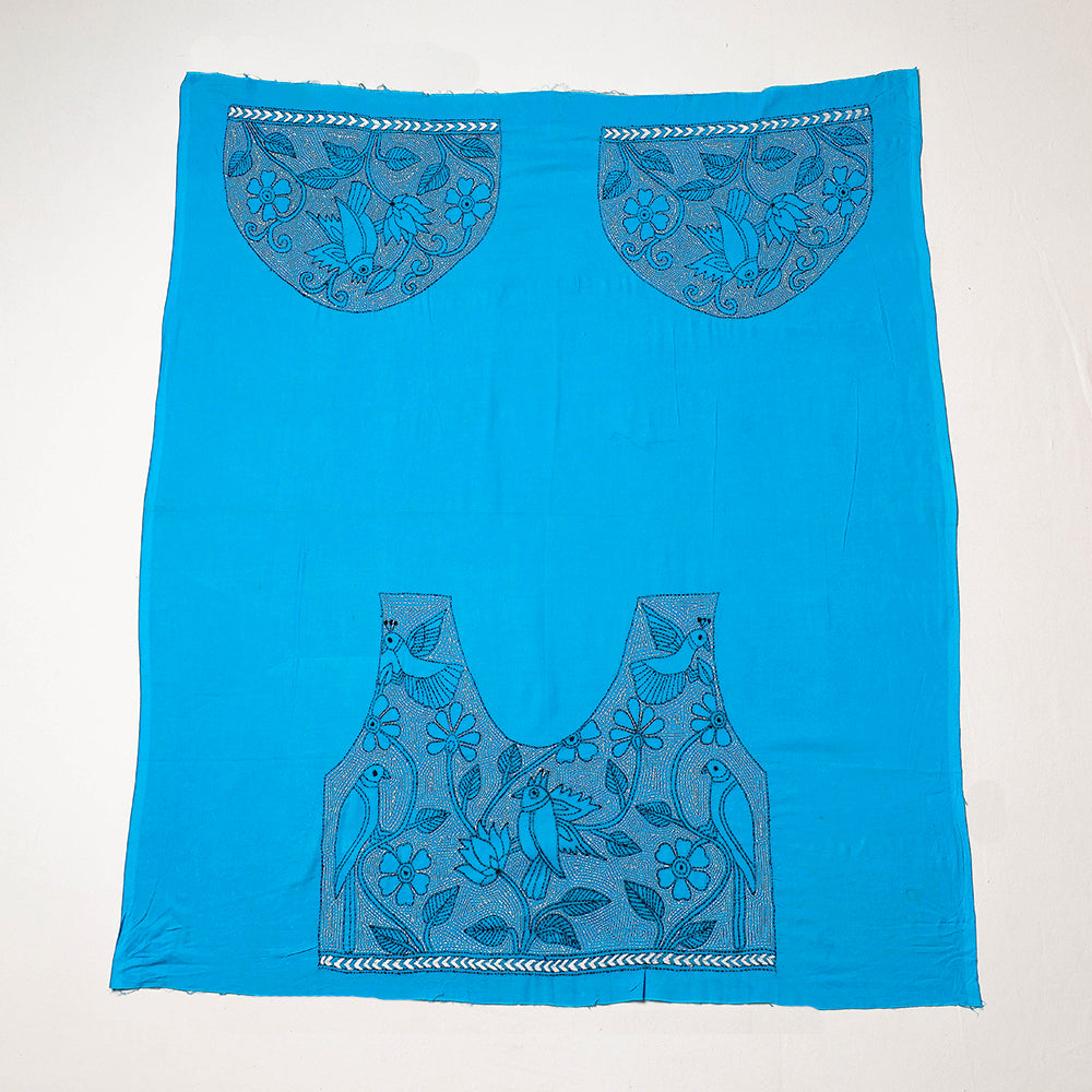 Bengal Kantha Embroidered Pure Cotton Blouse Piece