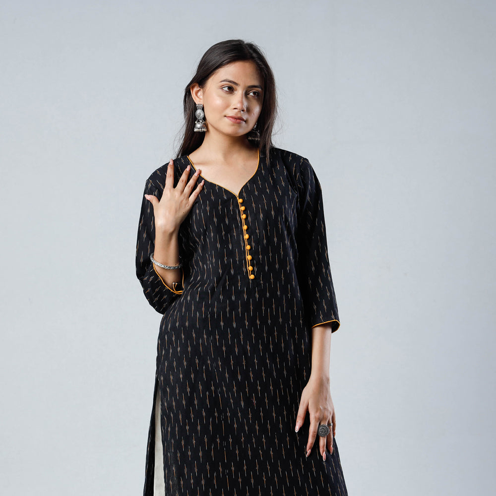 Buy iTokri Casuals - Ikat Weave Cotton Long Kurta Online at iTokri.com