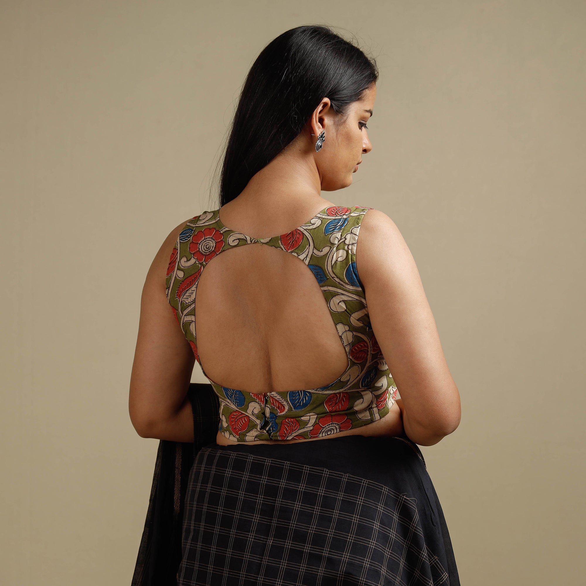 Buy Kalamkari Printed Cotton Stitched Blouse Online at iTokri.com