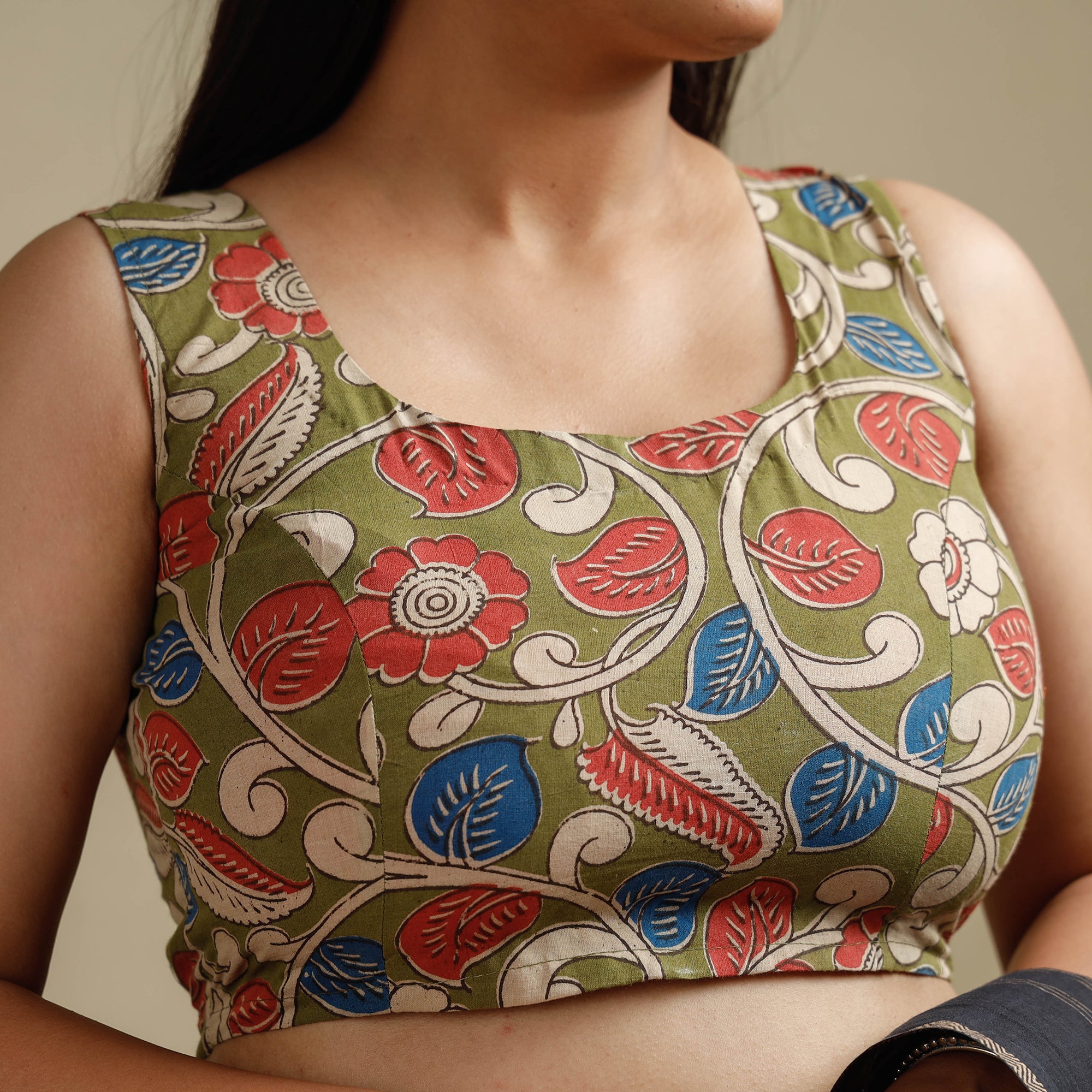 Buy Kalamkari Printed Cotton Stitched Blouse Online at iTokri.com