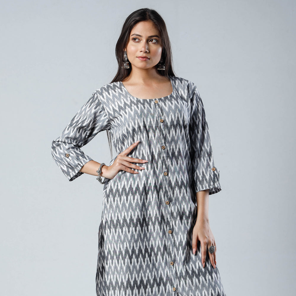 Buy iTokri Casuals - Ikat Weave Cotton Long Kurta Online at iTokri.com