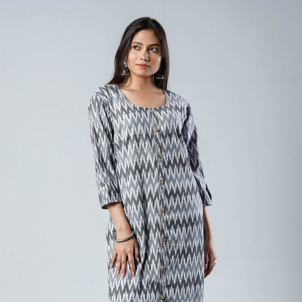 Buy iTokri Casuals - Ikat Weave Cotton Long Kurta Online at iTokri.com