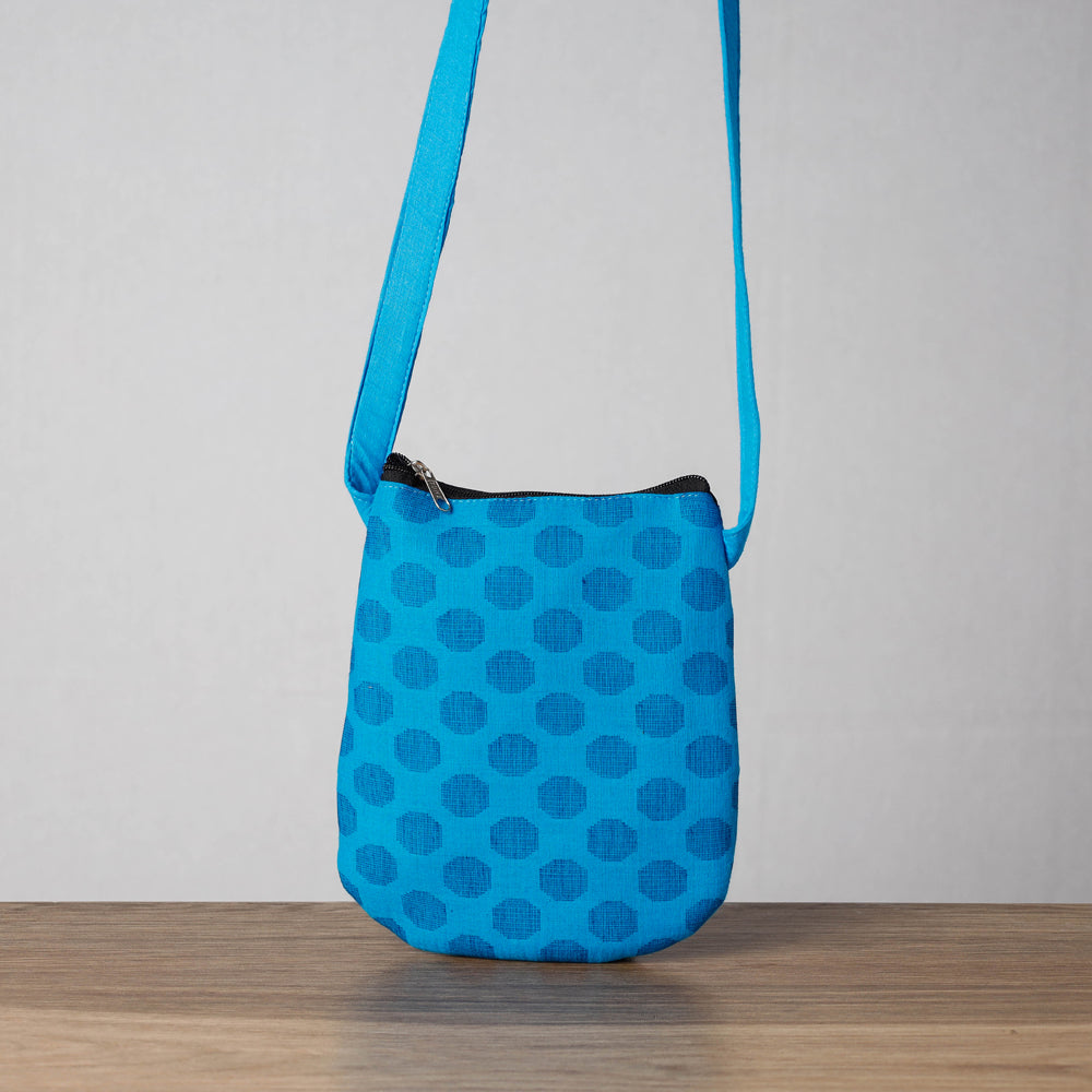 Blue - Jacquard Cotton Sling Bag