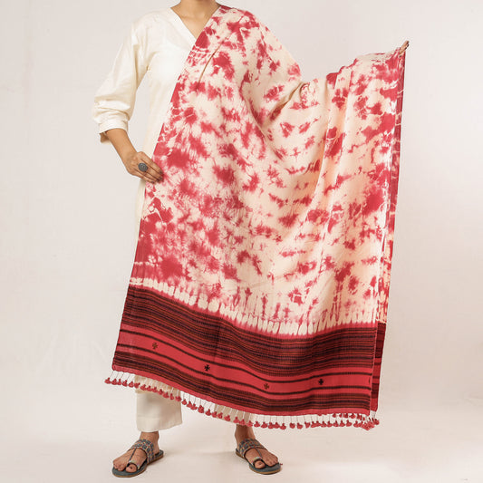 Pink - Kutch Bhujodi Weaving Handloom Cotton Dupatta
