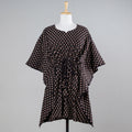 Black - Ajrakh Block Printing Cotton Kaftan with Tie-Up Waist (Medium)