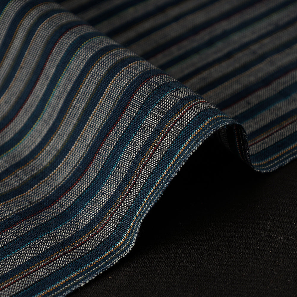 Blue Textured Prewashed Fine Cotton Handloom Fabric