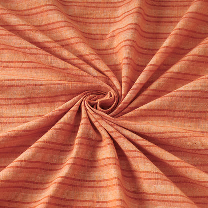 Orange - Peach Textured Prewashed Fine Cotton Handloom Fabric