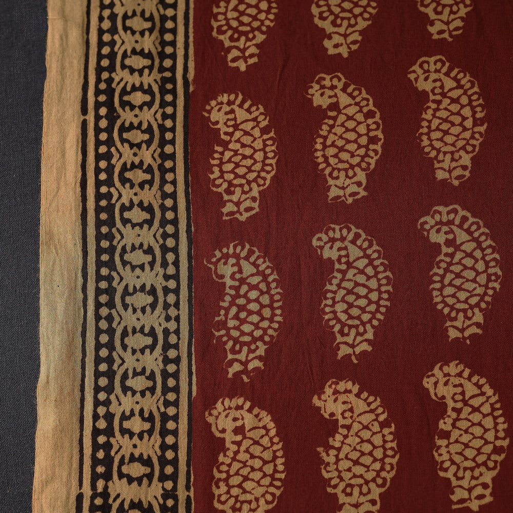 Maroon - Bagh Block Printed  Natural Dyed Cotton Fabric