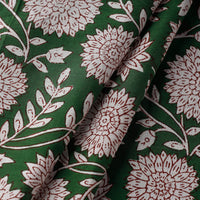 Green - Pure Cotton Sanganeri Block Print Fabric