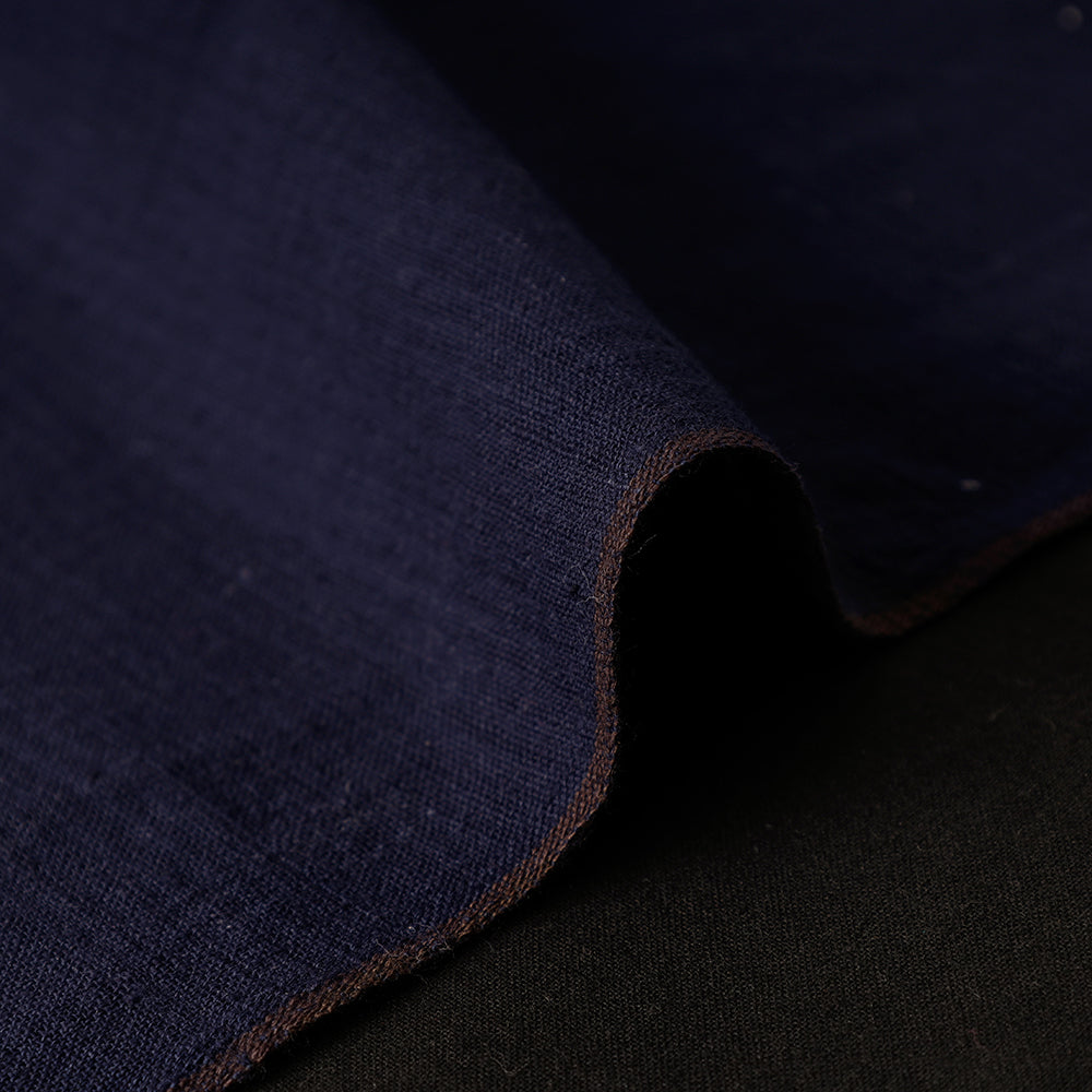 Navy Blue Textured Prewashed Fine Cotton Handloom Fabric