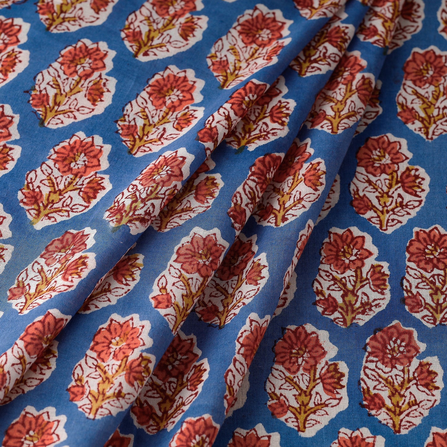 Blue - Laal Butta's Sanganeri Block Printing Cotton Fabric