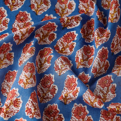 Blue - Laal Butta's Sanganeri Block Printing Cotton Fabric