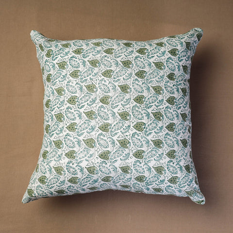 Green Sanganeri Block Printed Cotton Cushion Cover 