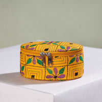 Yellow - Handcrafted Bengal Kantha Work Jewelry Box with Mirror 35