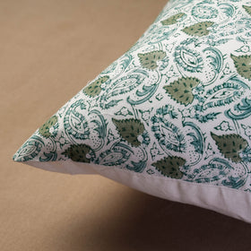  Green Sanganeri Block Printed Cotton Cushion Cover 