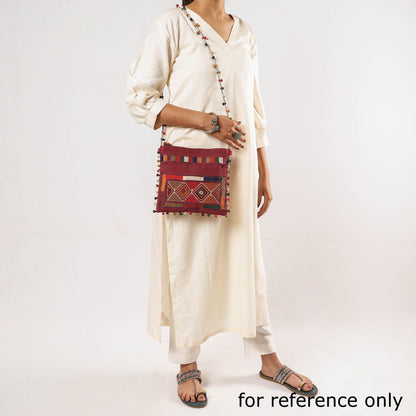Maroon - Lambani Hand Embroidery Cotton Shoulder Bag