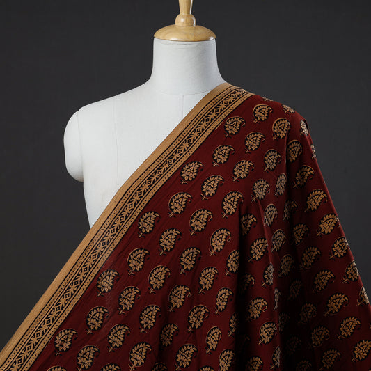 Maroon - Bagh Block Printed Natural Dyed Cotton Fabric