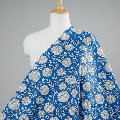 Blue - Pure Cotton Sanganeri Block Print Fabric