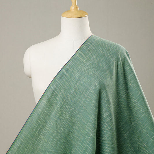 Green & Yellow Textured Prewashed Fine Cotton Handloom Fabric